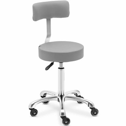 Physa Stool chair, cosmetic stool with backrest on wheels, up to 150 kg WELLS, dark gray – image 2