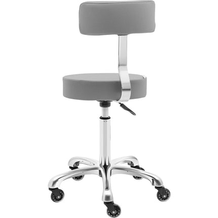 Physa Stool chair, cosmetic stool with backrest on wheels, up to 150 kg WELLS, dark gray – image 5