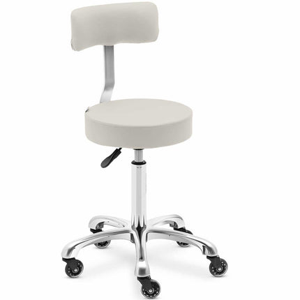 Physa Cosmetic stool chair with backrest on wheels up to 150 kg WELLS beige – image 2