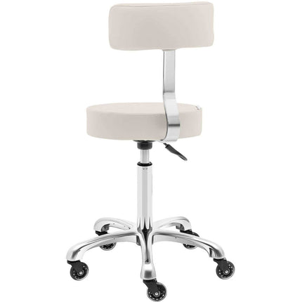 Physa Cosmetic stool chair with backrest on wheels up to 150 kg WELLS beige – image 5
