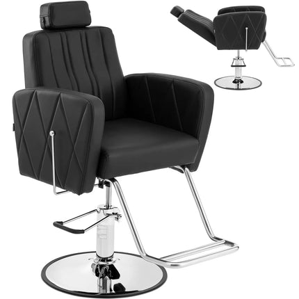 Physa Physa DUDLEY cosmetic barber chair with footrest - black and silver