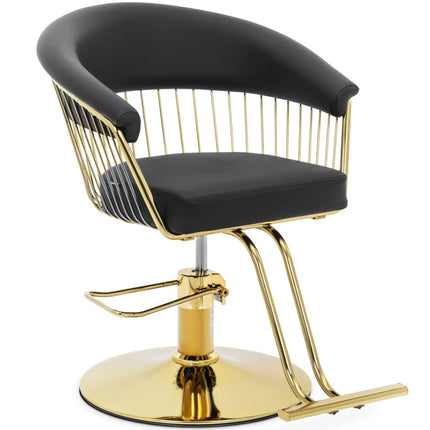 Physa LYME barber hairdressing chair with footrest - black and gold