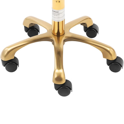 Physa Stool chair, cosmetic stool with backrest on wheels, up to 150 kg GELA, black and gold – image 5