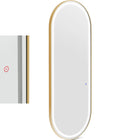 Physa Console hairdressing console mirror with LED lighting, oval, 180 x 70 cm - gold