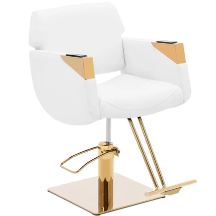 Physa Physa PENRYN cosmetic barber chair with footrest - white and gold