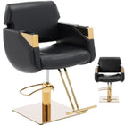 Physa Physa PENRYN cosmetic barber chair with footrest - black and gold