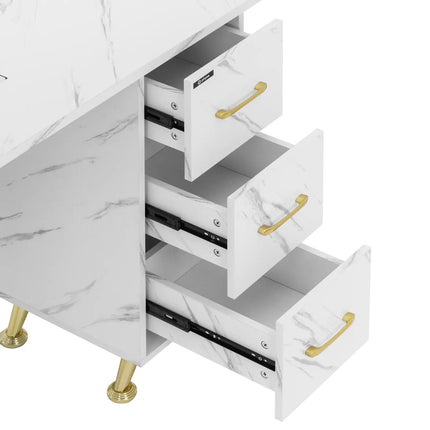 Physa Cosmetic manicure desk with absorber, 3 drawers, 2 cabinets - marble gold – image 5