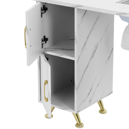 Physa Cosmetic manicure desk with absorber, 3 drawers, 2 cabinets - marble gold – image 6