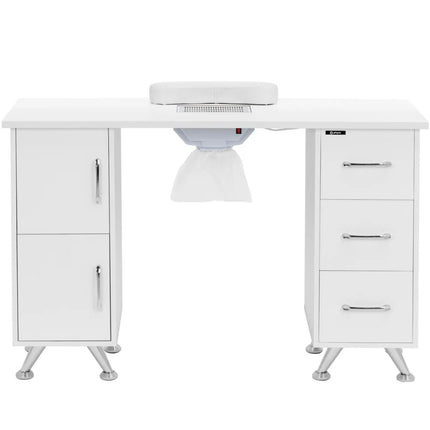 Physa Cosmetic manicure desk with absorber, 3 drawers, 2 cabinets - white and silver – image 2