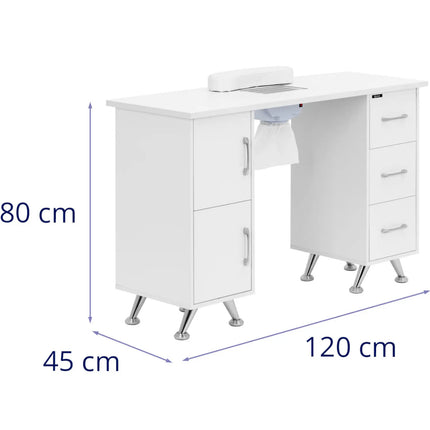 Physa Cosmetic manicure desk with absorber, 3 drawers, 2 cabinets - white and silver – image 8