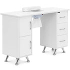 Physa Cosmetic manicure desk with absorber, 3 drawers, 2 cabinets - white and silver