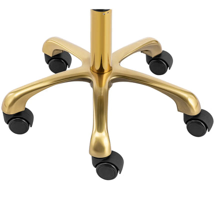 Physa Stool chair, cosmetic stool with backrest on wheels, up to 150 kg GELA, beige and gold – image 4