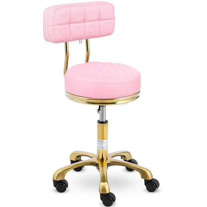 Physa Cosmetic stool chair with backrest on wheels up to 150 kg GELA pink gold – image 2