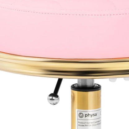 Physa Cosmetic stool chair with backrest on wheels up to 150 kg GELA pink gold – image 3