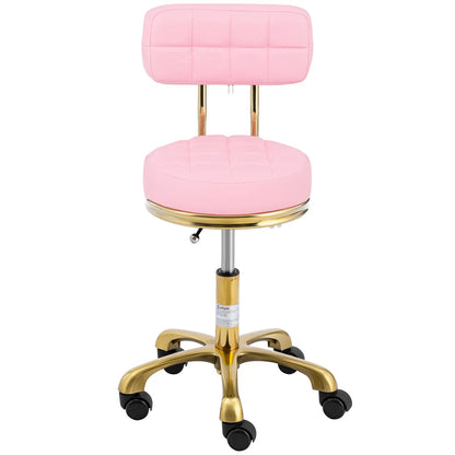 Physa Cosmetic stool chair with backrest on wheels up to 150 kg GELA pink gold – image 5