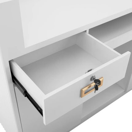Physa Reception reception counter for the hotel living room with lighting, lockable - white and gold – image 3