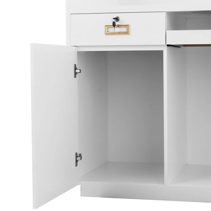 Physa Reception reception counter for the hotel living room with lighting, lockable - white and gold – image 4