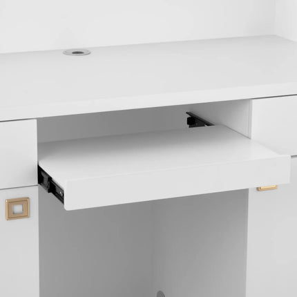 Physa Reception reception counter for the hotel living room with lighting, lockable - white and gold – image 5
