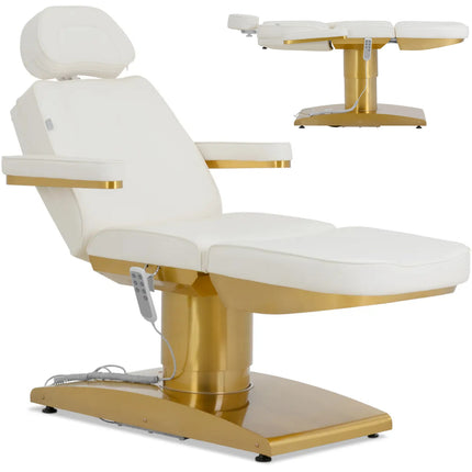 Physa SPA beauty chair, heated, 3 engines, 200 kg VARESE - white and gold