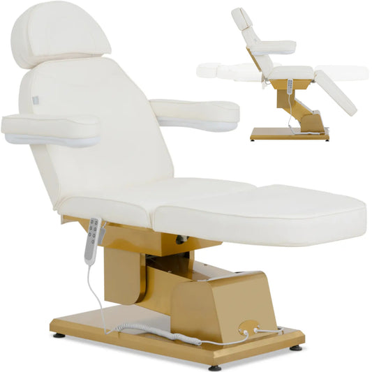 Physa APRILIA heated cosmetic chair for tattoo massage - white and gold