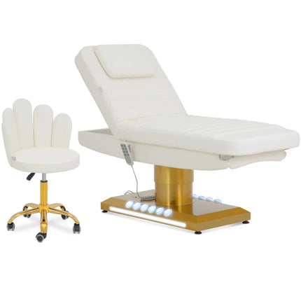 Physa Heated SPA beauty chair with 3 motors 200 kg SAVONA - white and gold – image 2