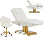 Physa Heated SPA beauty chair with 3 motors 200 kg SAVONA - white and gold