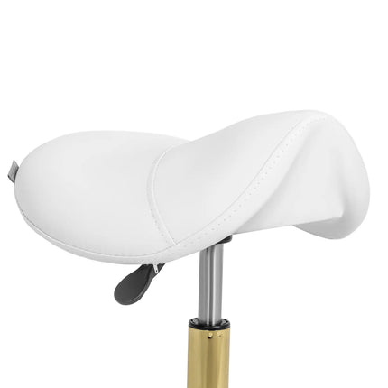Physa Saddle beauty stool on wheels up to 150 kg YORK - white and gold – image 3