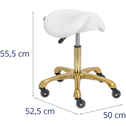 Physa Saddle beauty stool on wheels up to 150 kg YORK - white and gold – image 6