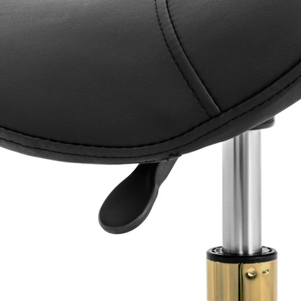 Physa Saddle cosmetic stool on wheels up to 150 kg YORK - black and gold – image 3