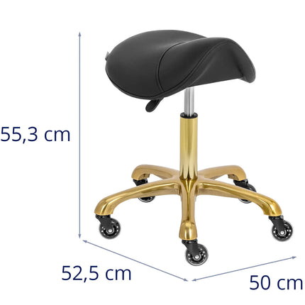 Physa Saddle cosmetic stool on wheels up to 150 kg YORK - black and gold – image 5