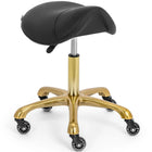 Physa Saddle cosmetic stool on wheels up to 150 kg YORK - black and gold
