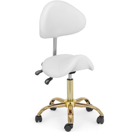 Physa MANNHEIM white and gold saddle beauty chair with adjustable backrest – image 2
