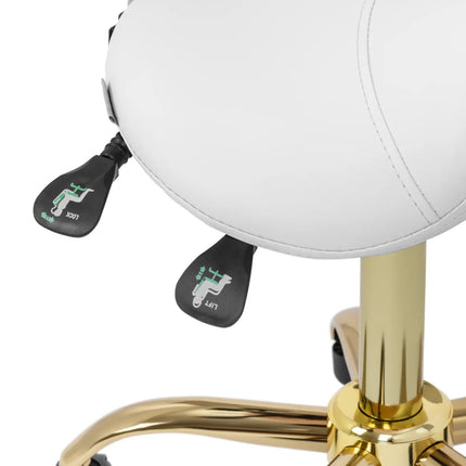Physa MANNHEIM white and gold saddle beauty chair with adjustable backrest – image 3