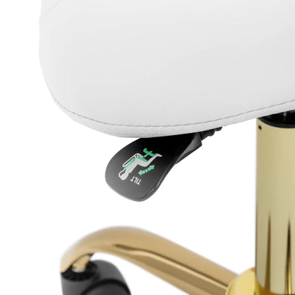 Physa MANNHEIM white and gold saddle beauty chair with adjustable backrest – image 4