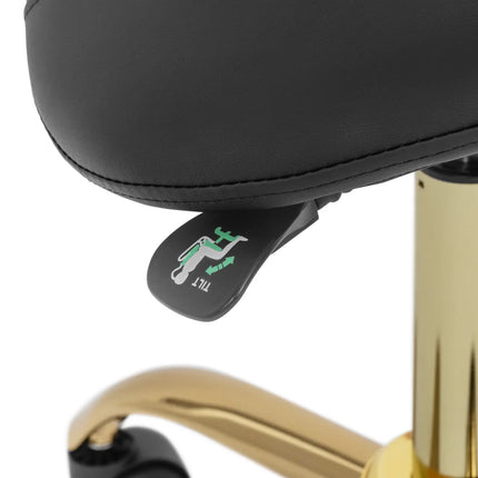 Physa MANNHEIM saddle beauty chair with adjustable backrest, black and gold – image 4