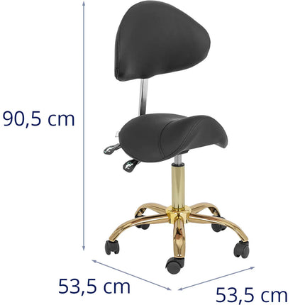 Physa MANNHEIM saddle beauty chair with adjustable backrest, black and gold – image 8