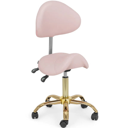 Physa MANNHEIM beauty saddle chair with adjustable backrest, pink and gold – image 2
