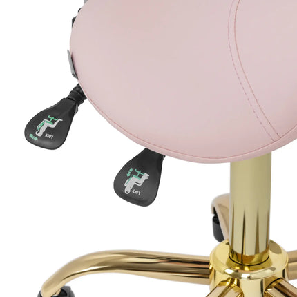 Physa MANNHEIM beauty saddle chair with adjustable backrest, pink and gold – image 3