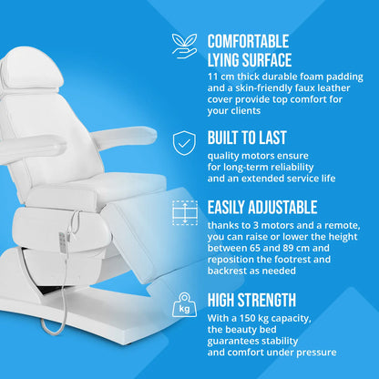 Physa Beauty chair for spa massage tattoo, electric, 3 motors 200 W LATINA - white – image 7