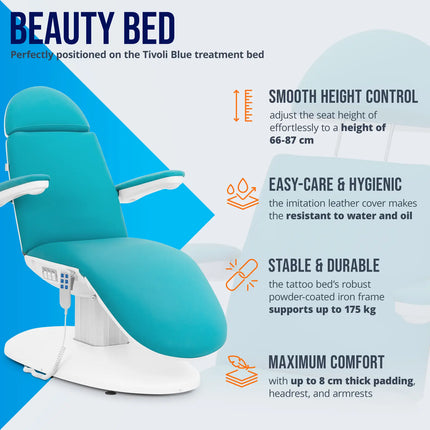 Physa TIVOLI electric cosmetic chair for tattoo massage - blue – image 4