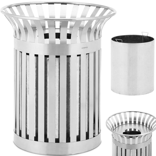 Ulsonix Waste litter garbage litter outdoor round wed. 73 x 85 cm silver STAL