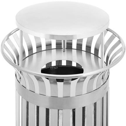 Ulsonix Waste litter bin urban outdoor round with base 23 l silver STAL – image 3