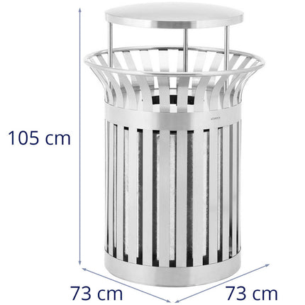 Ulsonix Waste litter bin urban outdoor round with base 23 l silver STAL – image 7