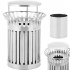 Ulsonix Waste litter bin urban outdoor round with base 23 l silver STAL