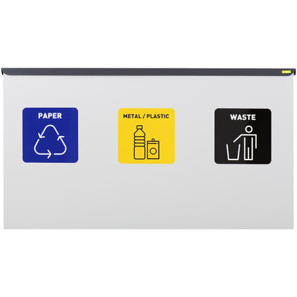 Ulsonix Waste bin for sorting 3 STAL 180 l silver chamber – image 2