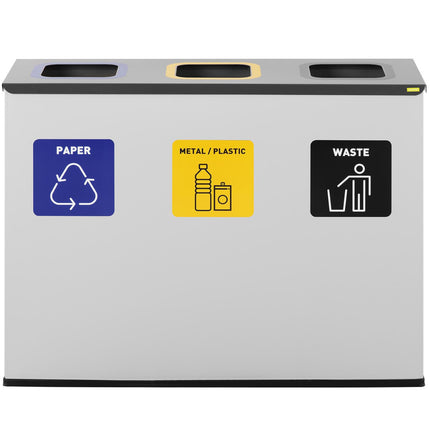 Ulsonix Waste bin for sorting 3 STAL 180 l silver chamber – image 4