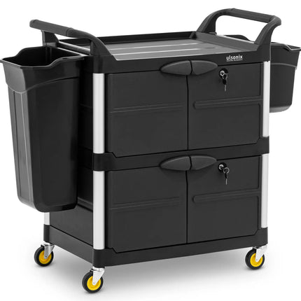 Ulsonix Lockable hotel service trolley for cleaning, 85 x 47 x 102 cm