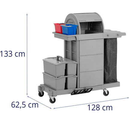 Ulsonix Hotel cleaning trolley with storage compartment and 2 buckets 128 x 62.5 x 133 cm – image 6