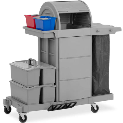 Ulsonix Hotel cleaning trolley with storage compartment and 2 buckets 128 x 62.5 x 133 cm