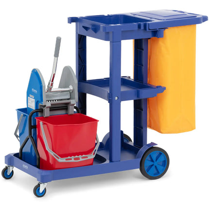 Ulsonix Floor cleaning trolley, 2 buckets, wringer, laundry bag, 3 shelves, 18 l